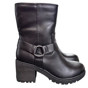Universal Thread Combat Boots Womens Size 6.5 Black Greyson Side‎ Zip Biker NEW